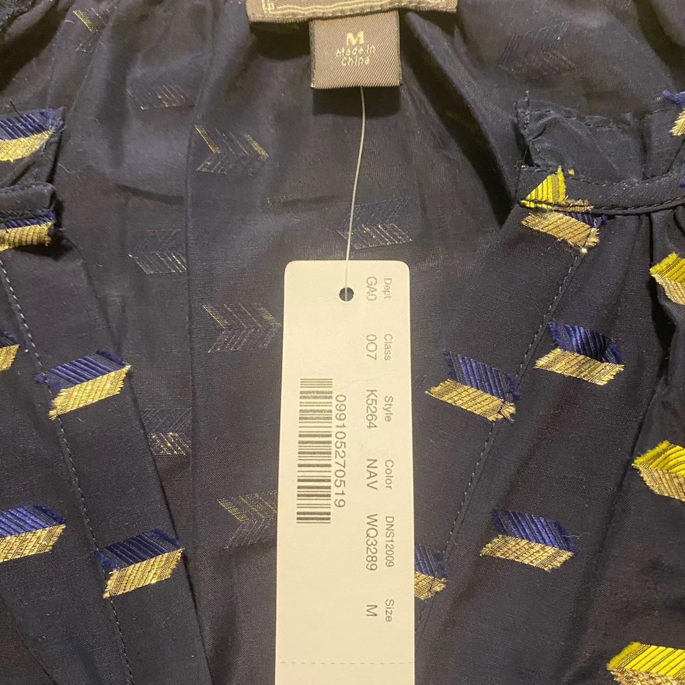 J. Crew Navy and Yellow Patterned Blouse - Picture 2 of 2